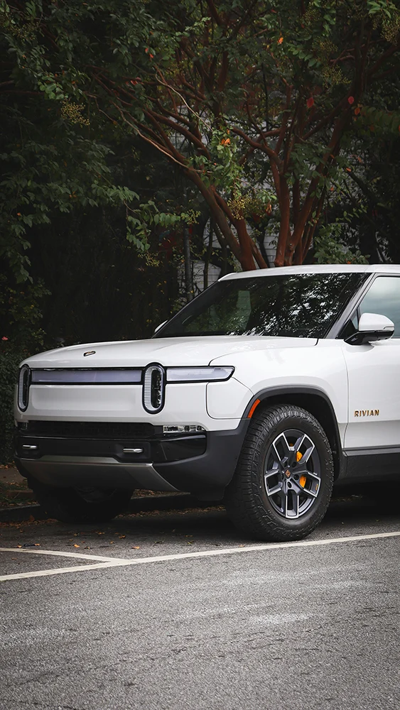 Rivian R1T electric pickup truck parked outdoors